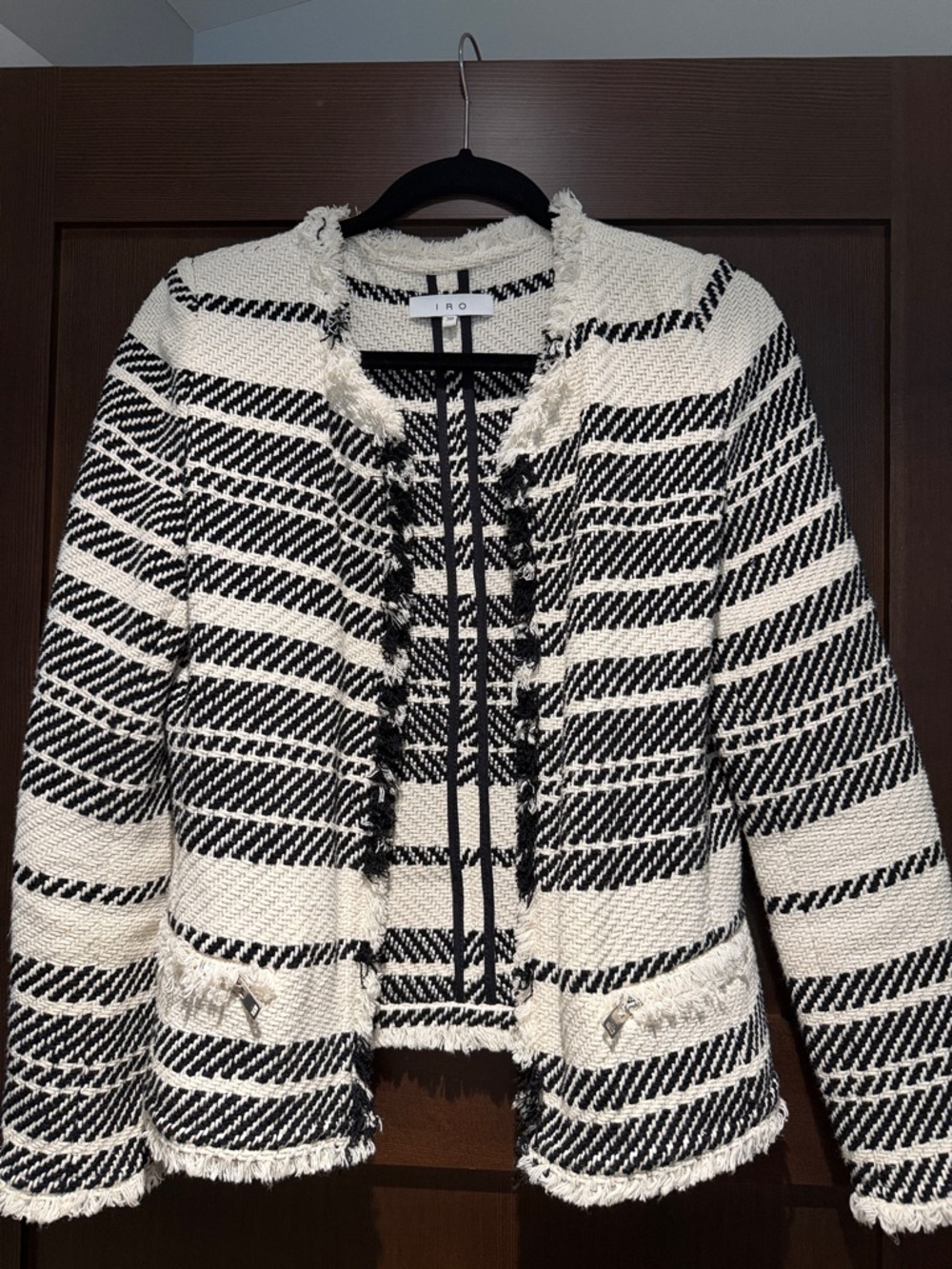 IRO Zlata striped frayed jacket